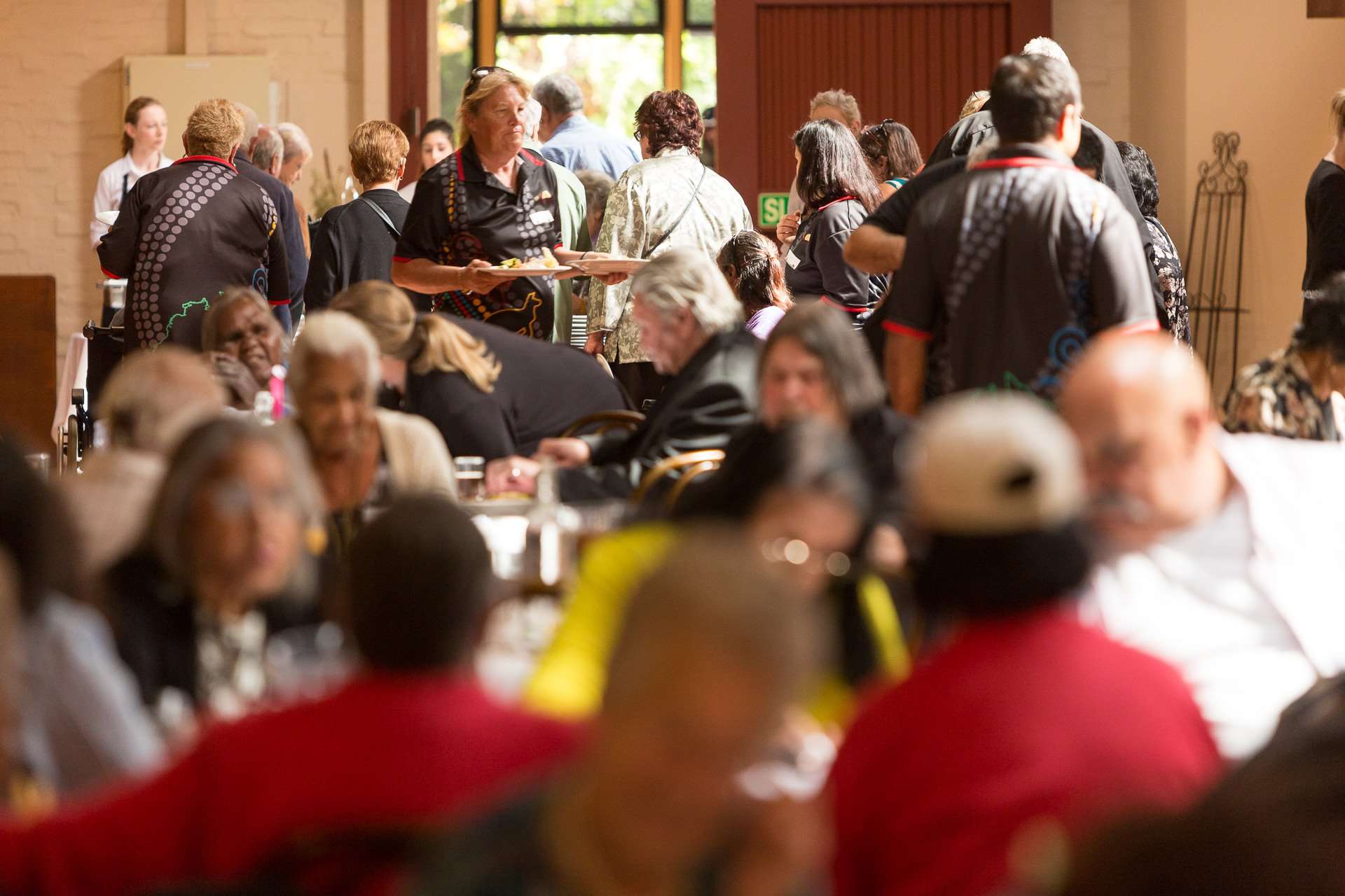 Aboriginal elders having lunch at the Aged Care Information Session coordinated by the ACS team