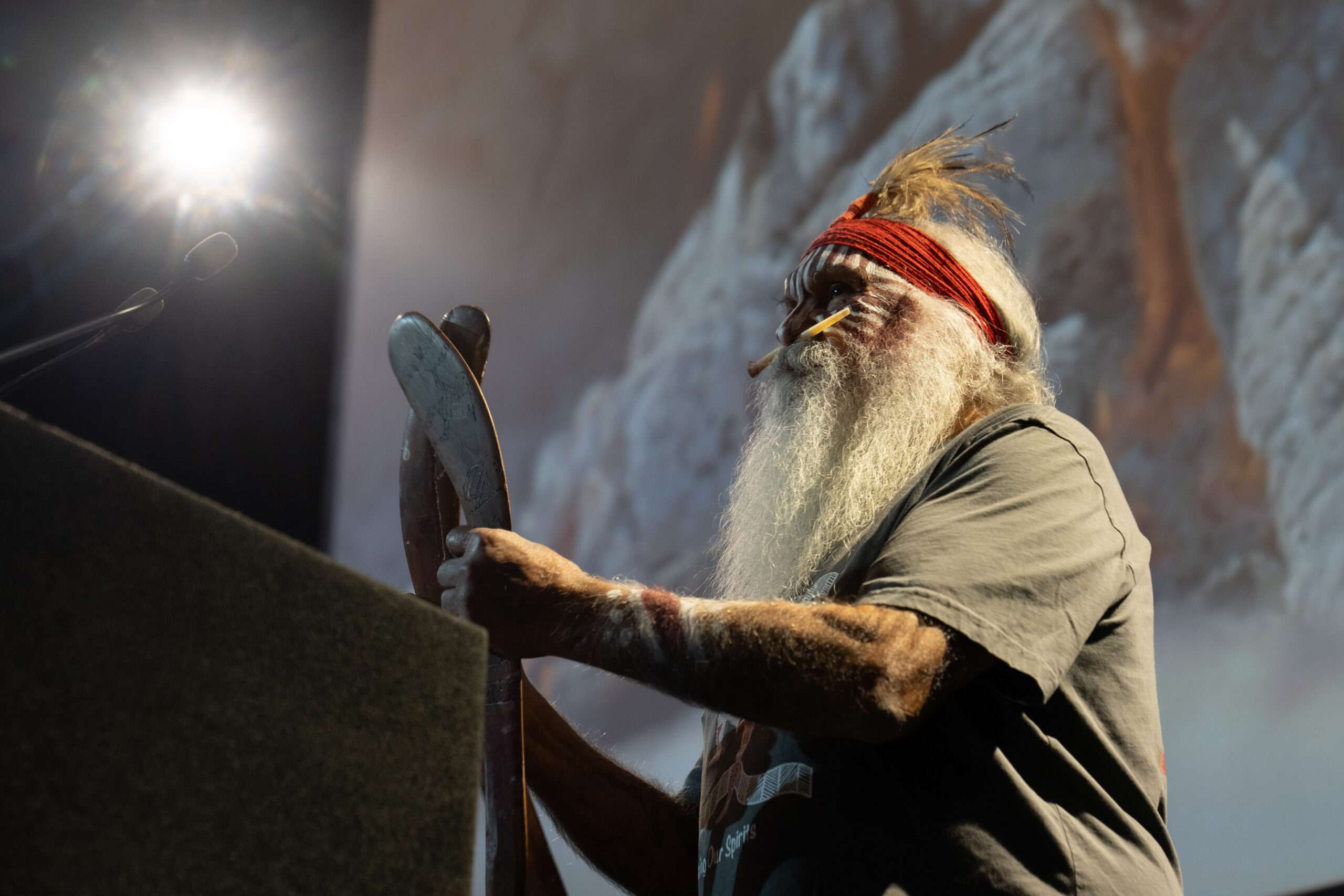Uncle Moogy Sumner welcomes us to country at the Annual NAIDOC Lunch